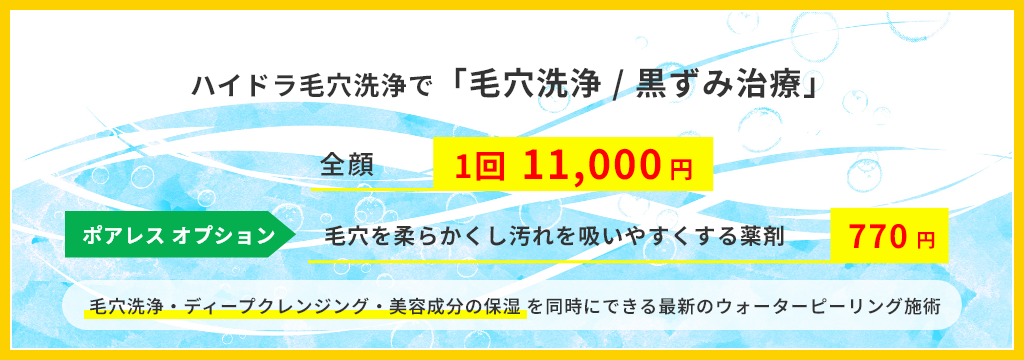 ハイドラ毛穴洗浄で「毛穴洗浄 / 黒ずみ治療」